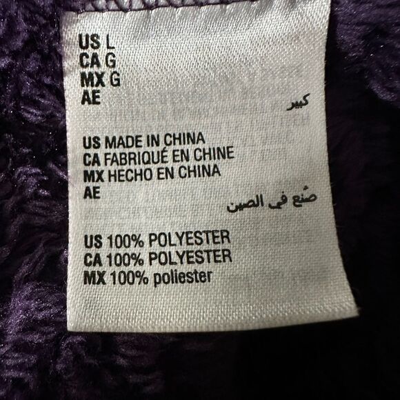 Charter Club Women’s Plush Zig Zag Zipper Robe in the Size Large in Deep Purple - Picture 16 of 16